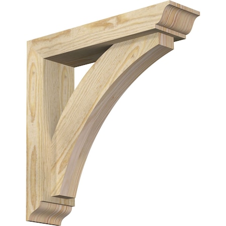 Ekena Millwork Thorton Traditional Rough Sawn Bracket w/ Offset Brace, Douglas Fir, 4"W x 16"D x 16"H BKT0402X16X16THR01RDF